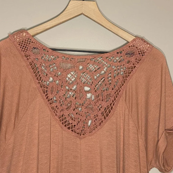 Women's Plus 2X Absolutely Famous Blush Blouse Cuffed Sleeve  Criss Cross - Picture 4 of 7